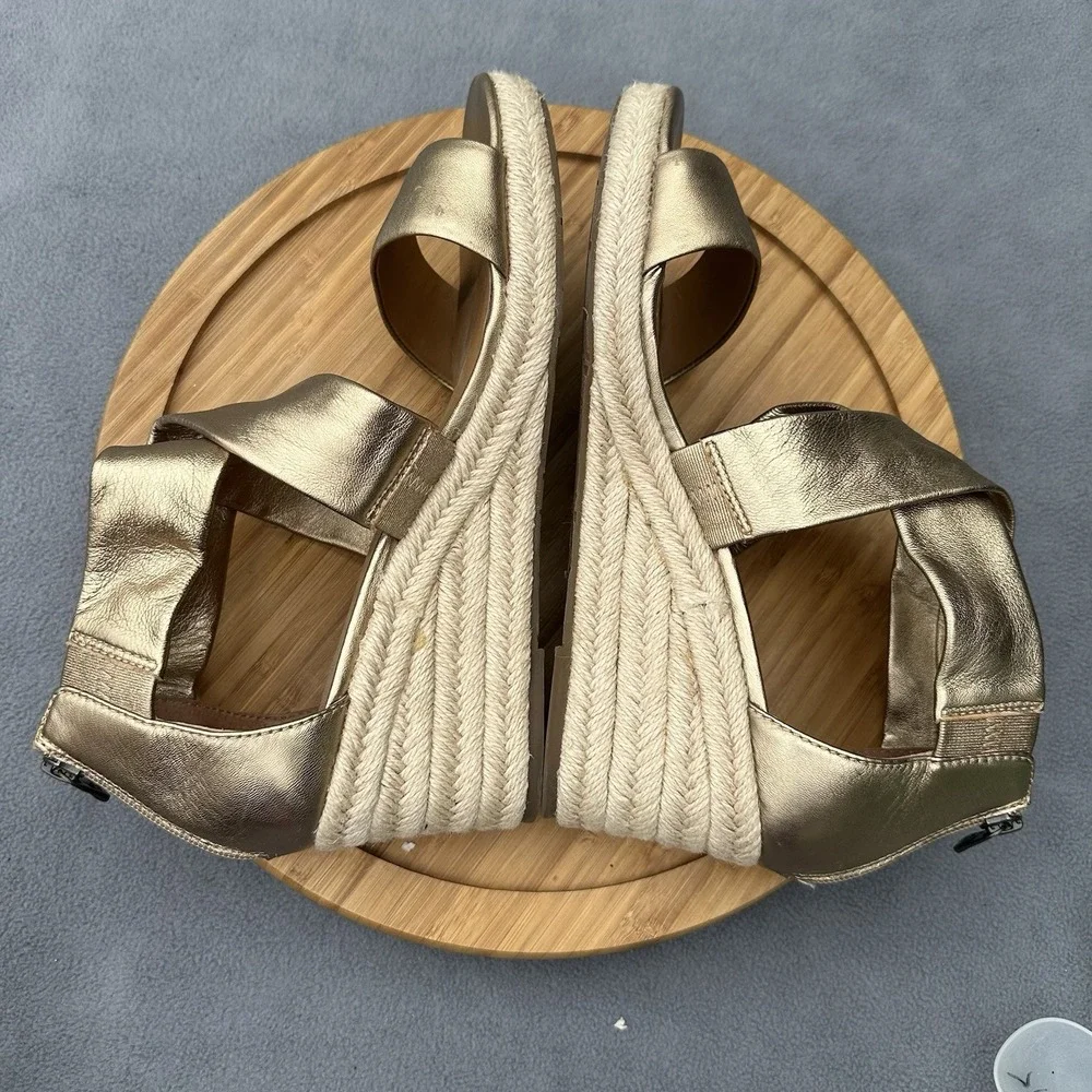 Patricia Nash Rubia Espadrille Wedge Sandals Women Size US 11 EU 41 Gold Leather